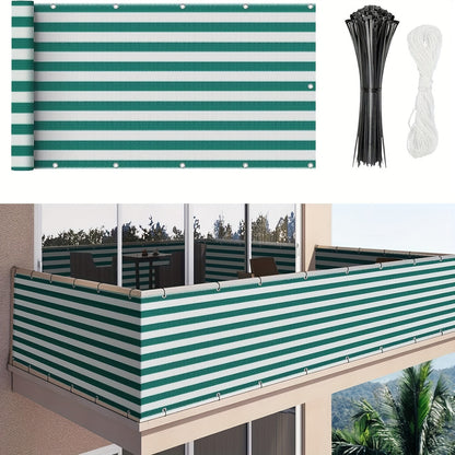 Privacy Screen Fence shown in the Green and white line option