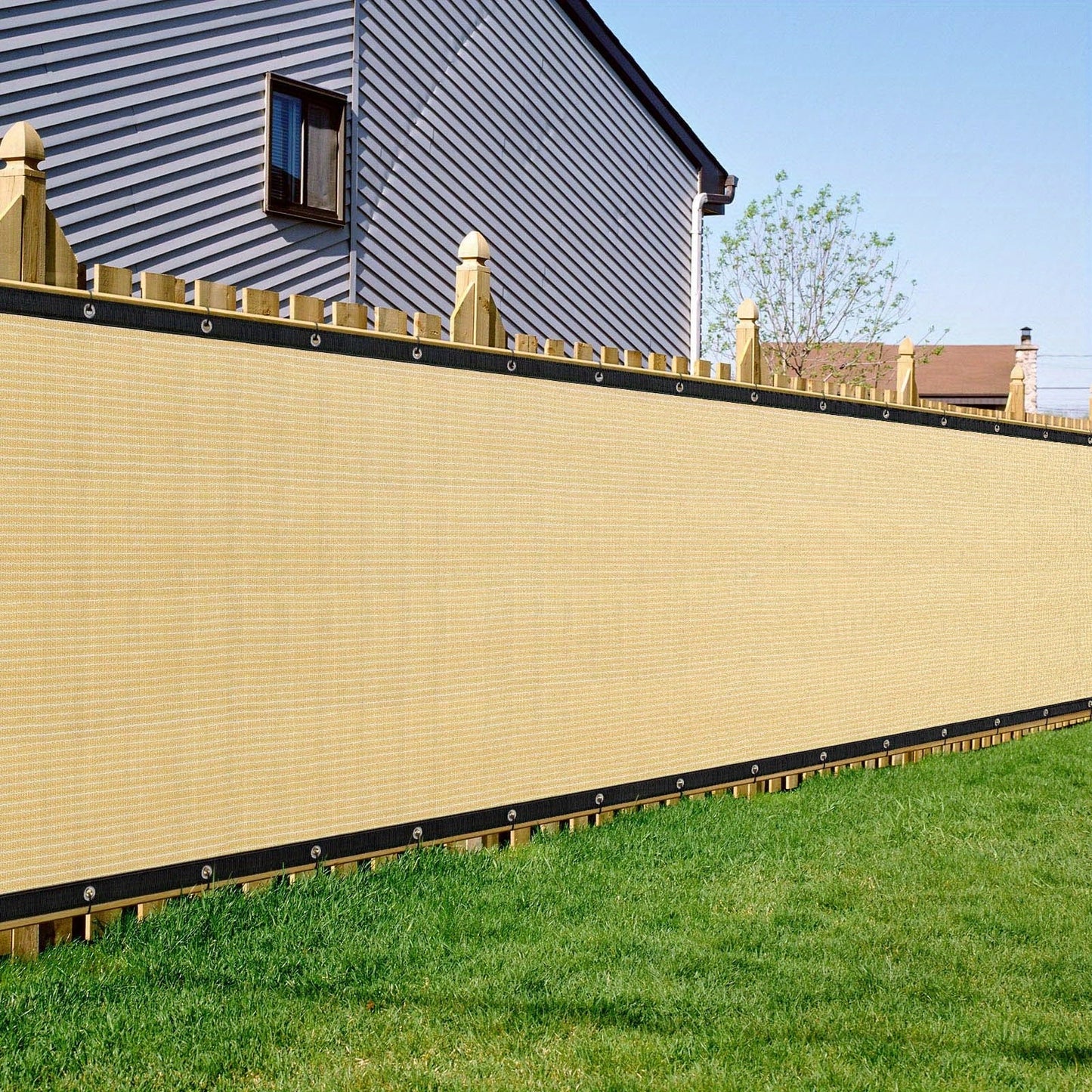 Privacy Screen Fence shown in the Beige, 6x50ft (1.8X15m) option