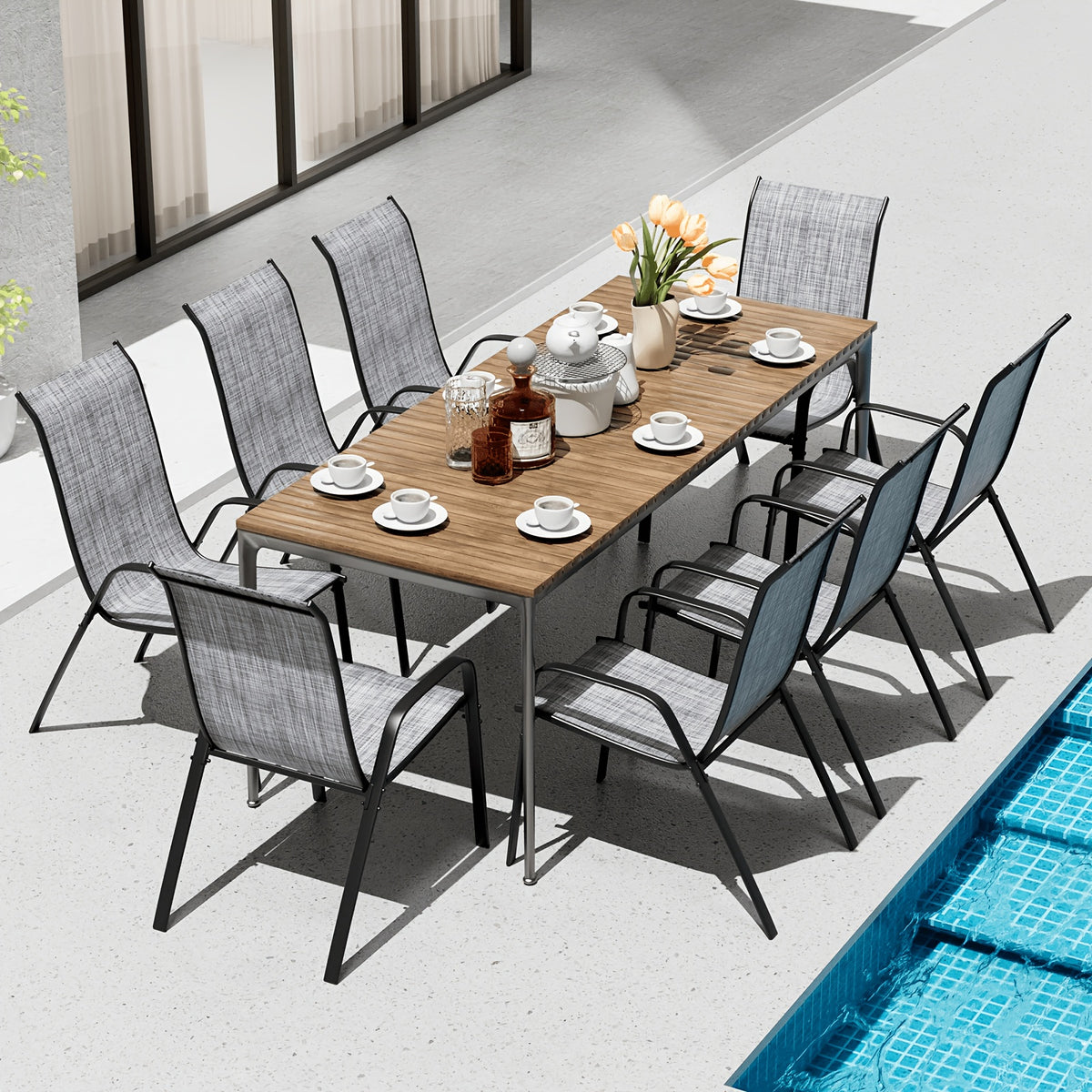 Patio Dining Chair shown in the Gray - 8pcs option