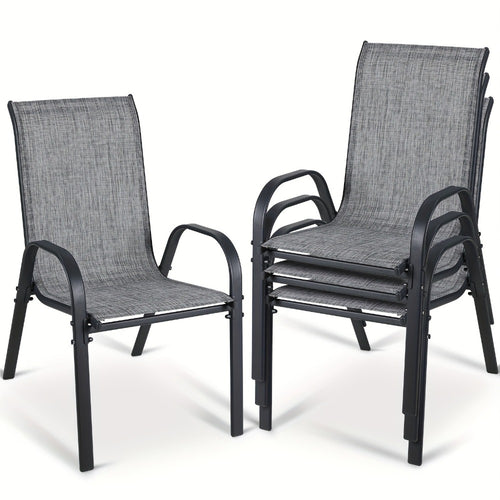 Patio Dining Chair, Stackable Patio Dining Chairs Set with Armrests Heavy Duty Breathable shown in the main product view