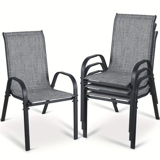 Patio Dining Chair, Stackable Patio Dining Chairs Set with Armrests Heavy Duty Breathable shown in the main product view