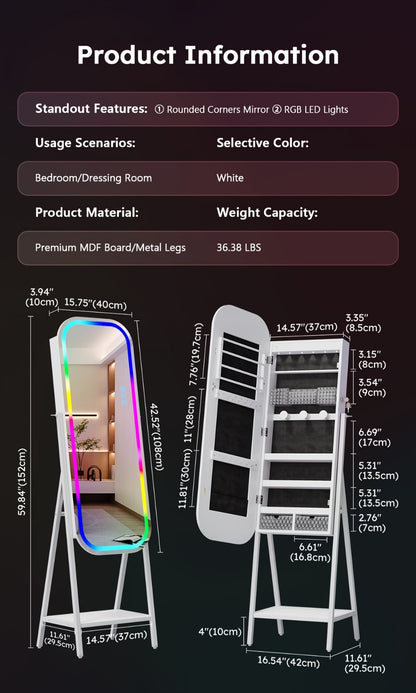 Jewelry Cabinet with LED Lighting for Organized Everyday Storage in Bedroom detail image - detail view 22