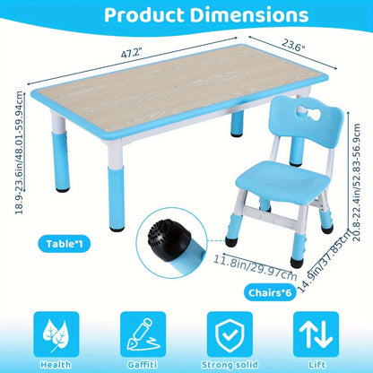 Kids Activity Table Set with Adjustable Height for Kids' Room detail image