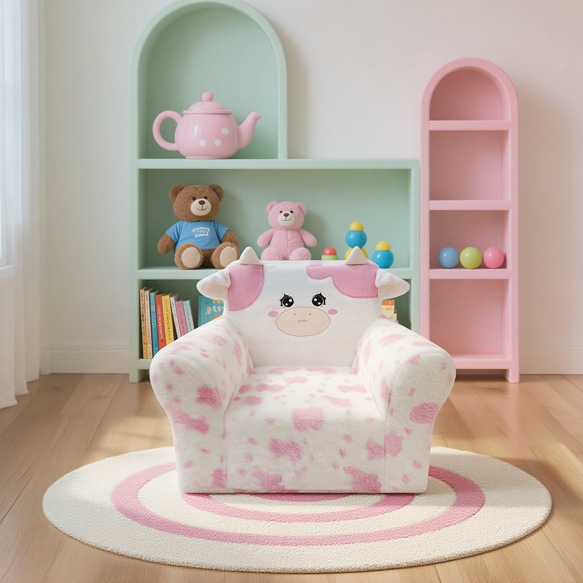 Kids Sofa shown in the pink color option