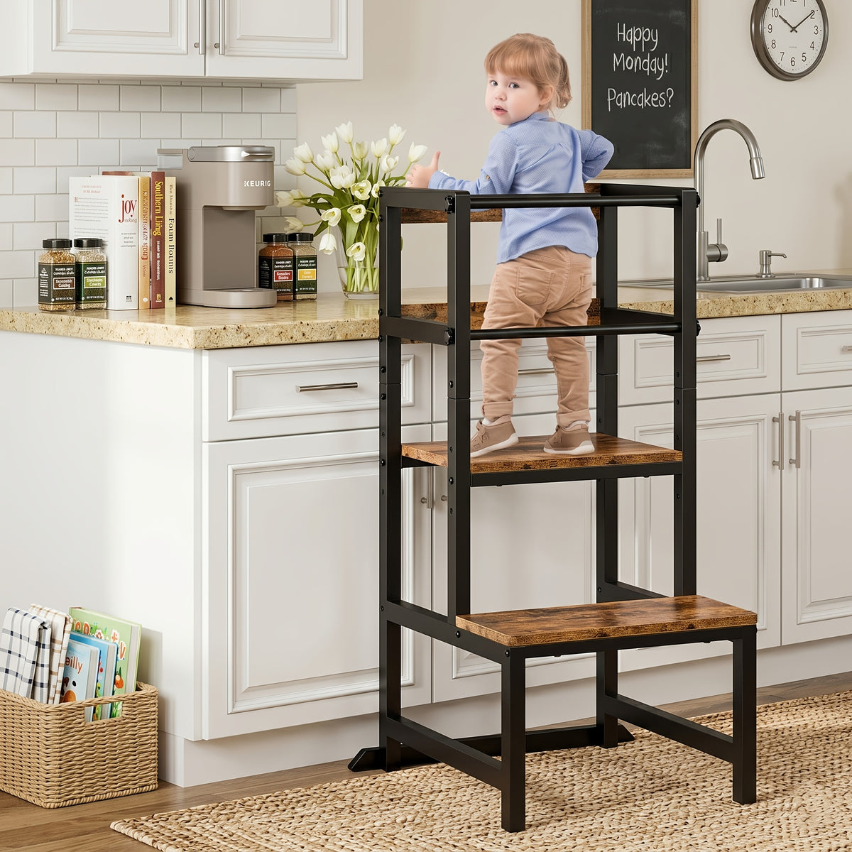 Kids Learning Tower shown in the Brown option