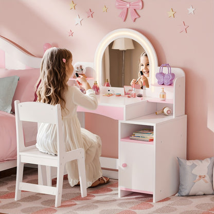 Kids Vanity Set with Lighted Mirror for Dressing and Daily Routines detail image - detail view 9
