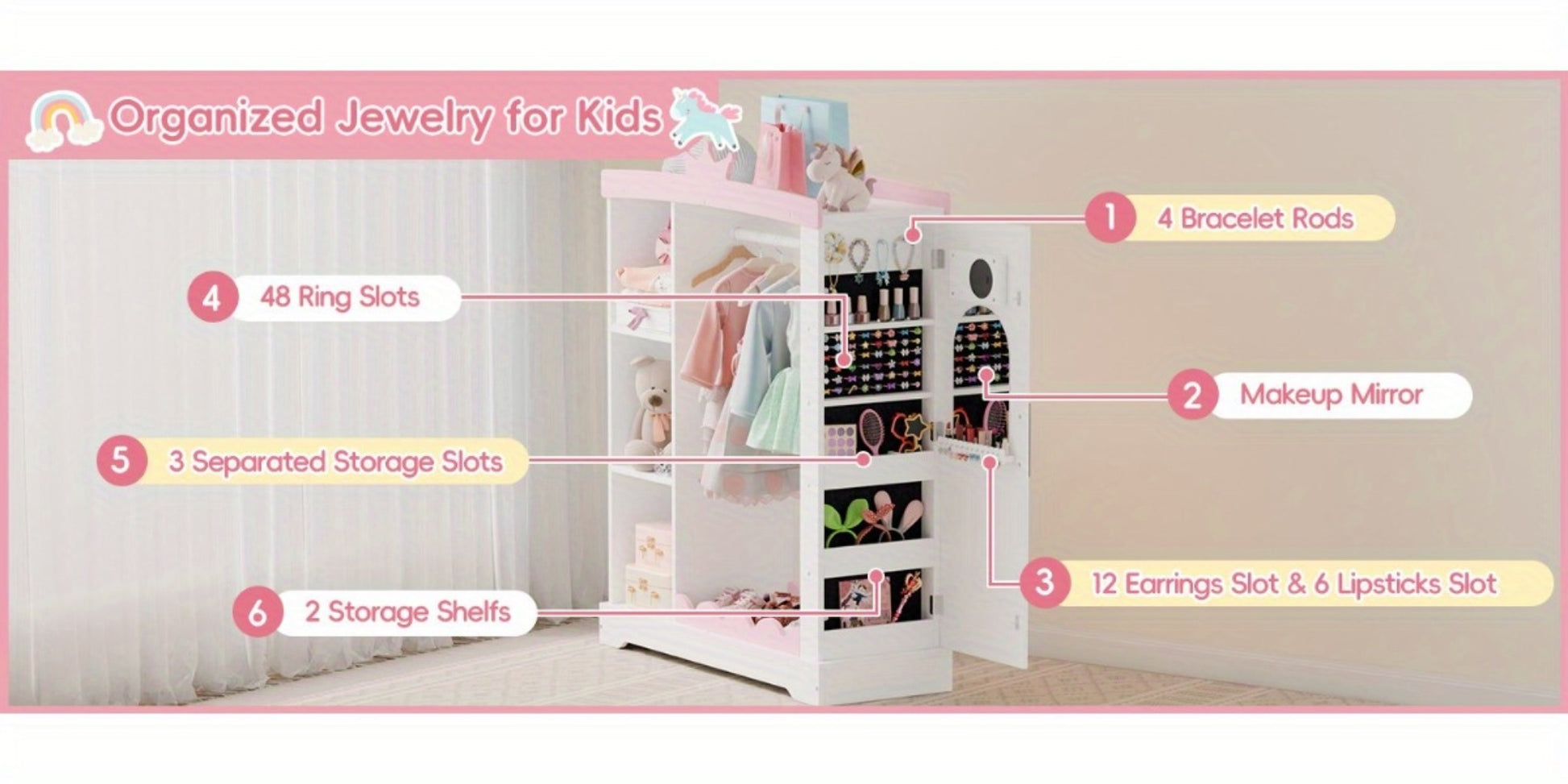 Kids Wardrobe with Open Shelves and Multiple Color Options for Kids' Room detail image - detail view 16
