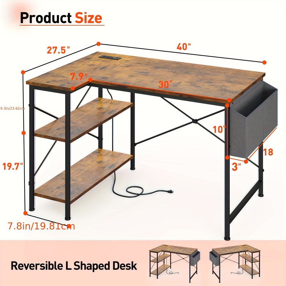 L-Shaped Computer Desk with Charging Station, PC Work Desk for Home Office detail image - detail view 27