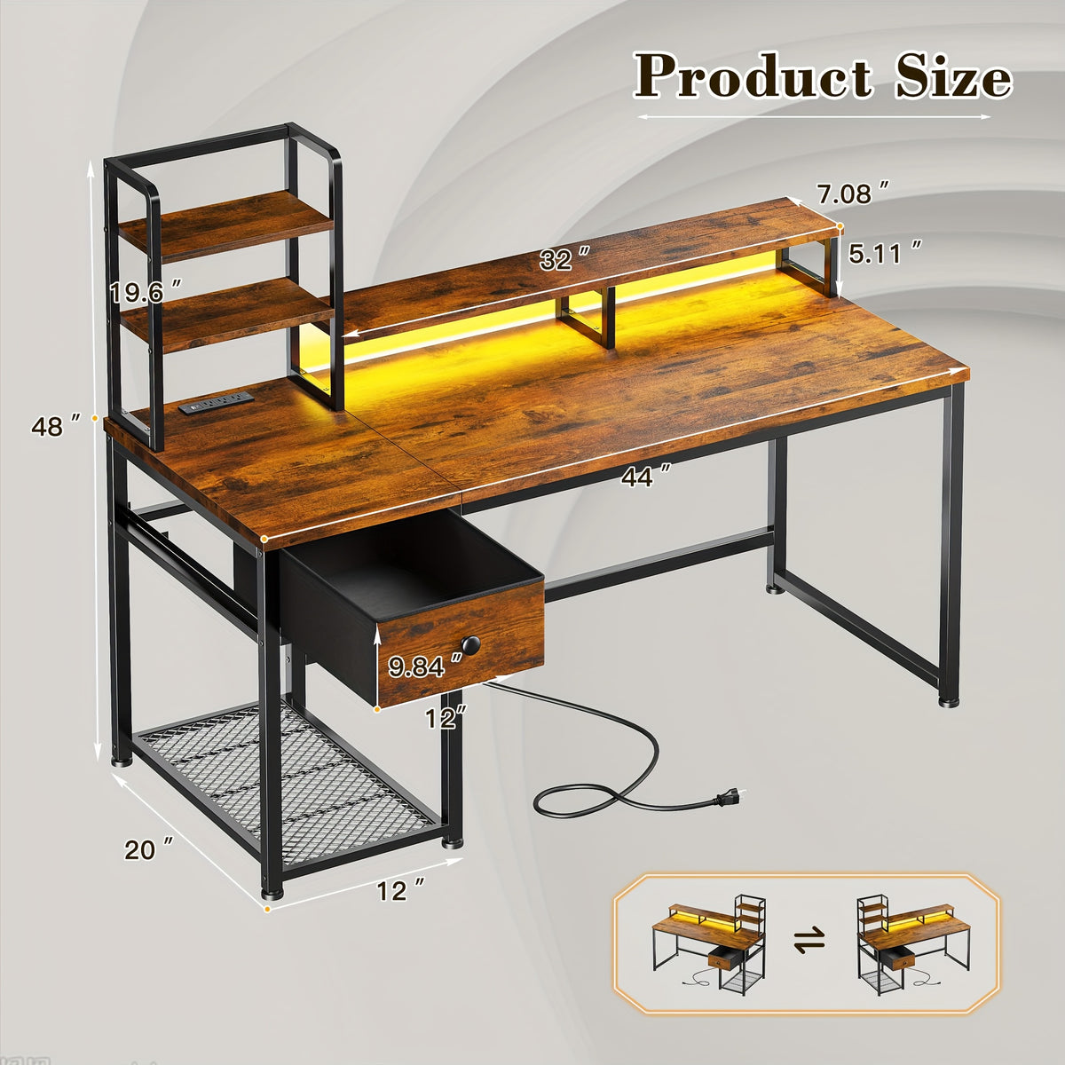 Computer Desk shown in the Tiger Print, 44 Inch option
