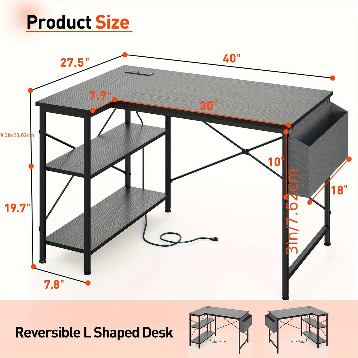 Gaming Desk shown in the 40" Black option