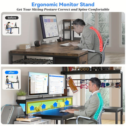 L-Shaped Gaming Desk with Charging Station and LED Lighting for Home Office detail image - detail view 19