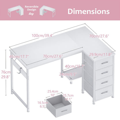 L-Shaped L Shaped Desk for Work, Display, and Everyday Use in Bedroom detail image - detail view 3