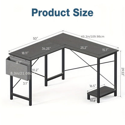 L-Shaped Wood Computer Desk with Storage Pocket for Work, Display, and Everyday Use detail image - detail view 12