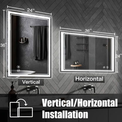 LED Bathroom Mirror shown in the 24X36 option
