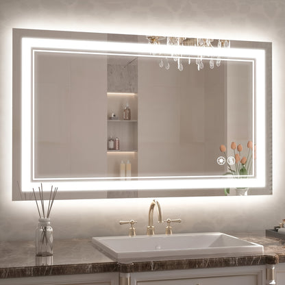 LED Bathroom Mirror shown in the 24X36''Horizontal/Vertical option