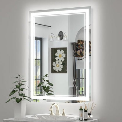 LED Bathroom Mirror, Anti-Fog Dimmable with Smart Touch Button, 3 Color Temperatures Wall shown in the main product view