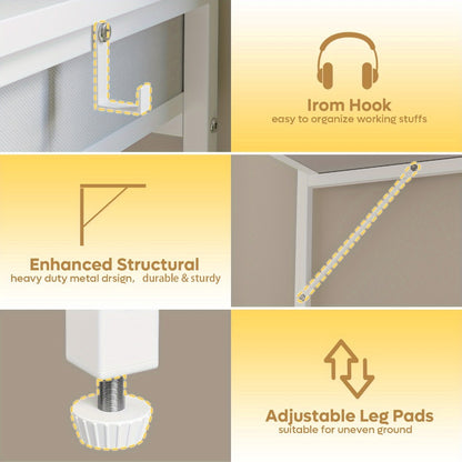 Makeup Vanity Desk with Adjustable Height for Dressing and Daily Routines in Bedroom detail image - detail view 12
