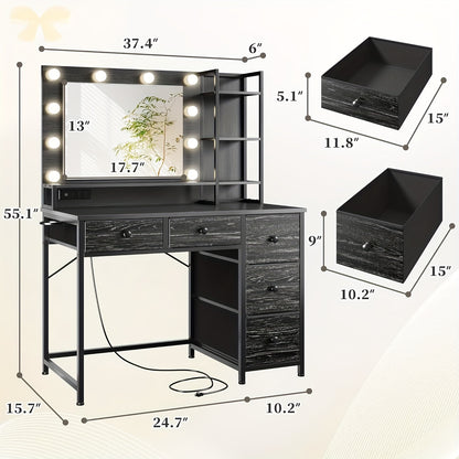 Vanity Desk shown in the Black - Upgrade option