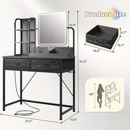 Vanity Desk shown in the Black option