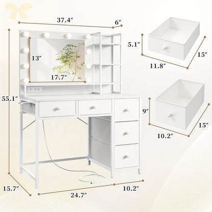 Vanity Desk shown in the White-upgrade option