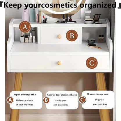 Makeup Vanity Desk with Storage Drawers for Dressing and Daily Routines in Bedroom detail image - detail view 6