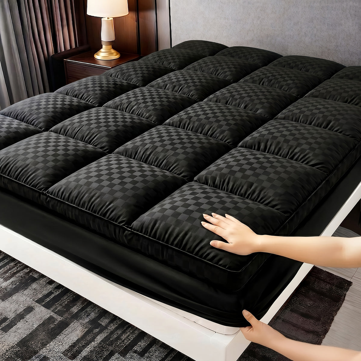 Mattress Cover shown in the Black, Twin option