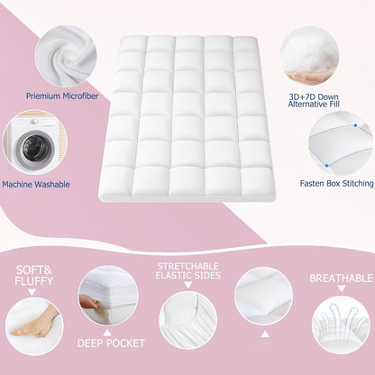 Mattress Pad with Washable Cover and Multiple Color Options for Bedroom detail image - detail view 4