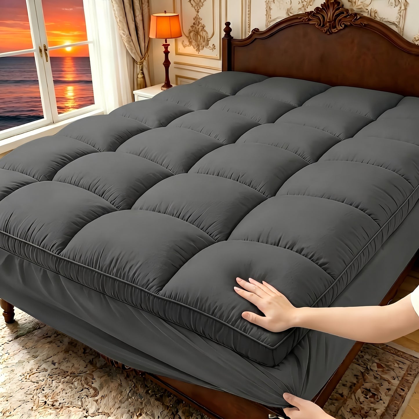 Mattress Toppers shown in the Dark Gray, Twin(39"x 75") option