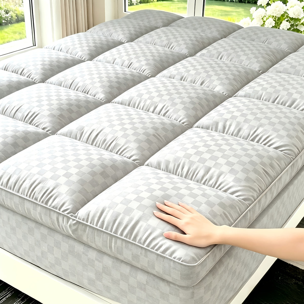 Mattress Topper shown in the Light Grey, Twin(39"x 75") option
