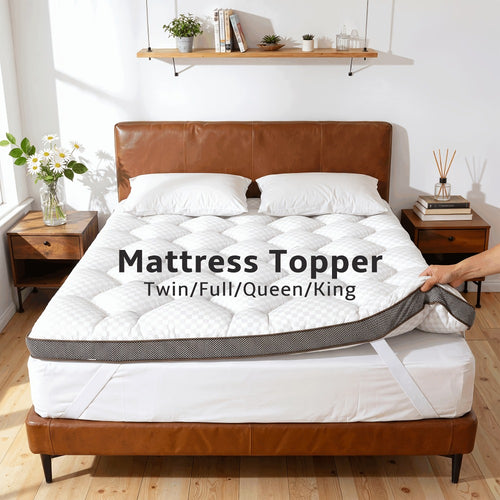 Mattress Topper, Luxury Quilted with Lace-Up Deep Pocket - Soft Cooling, Non-Slip, Pet shown in the main product view