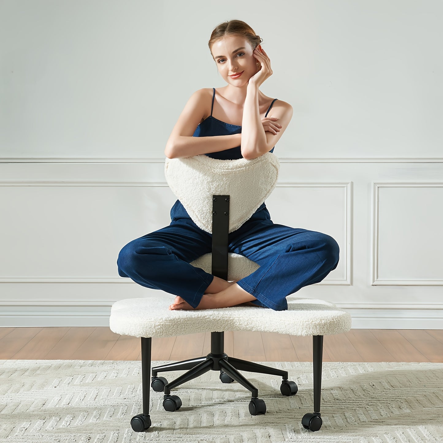 Meditation Chair shown in the Teddy Fleece White option