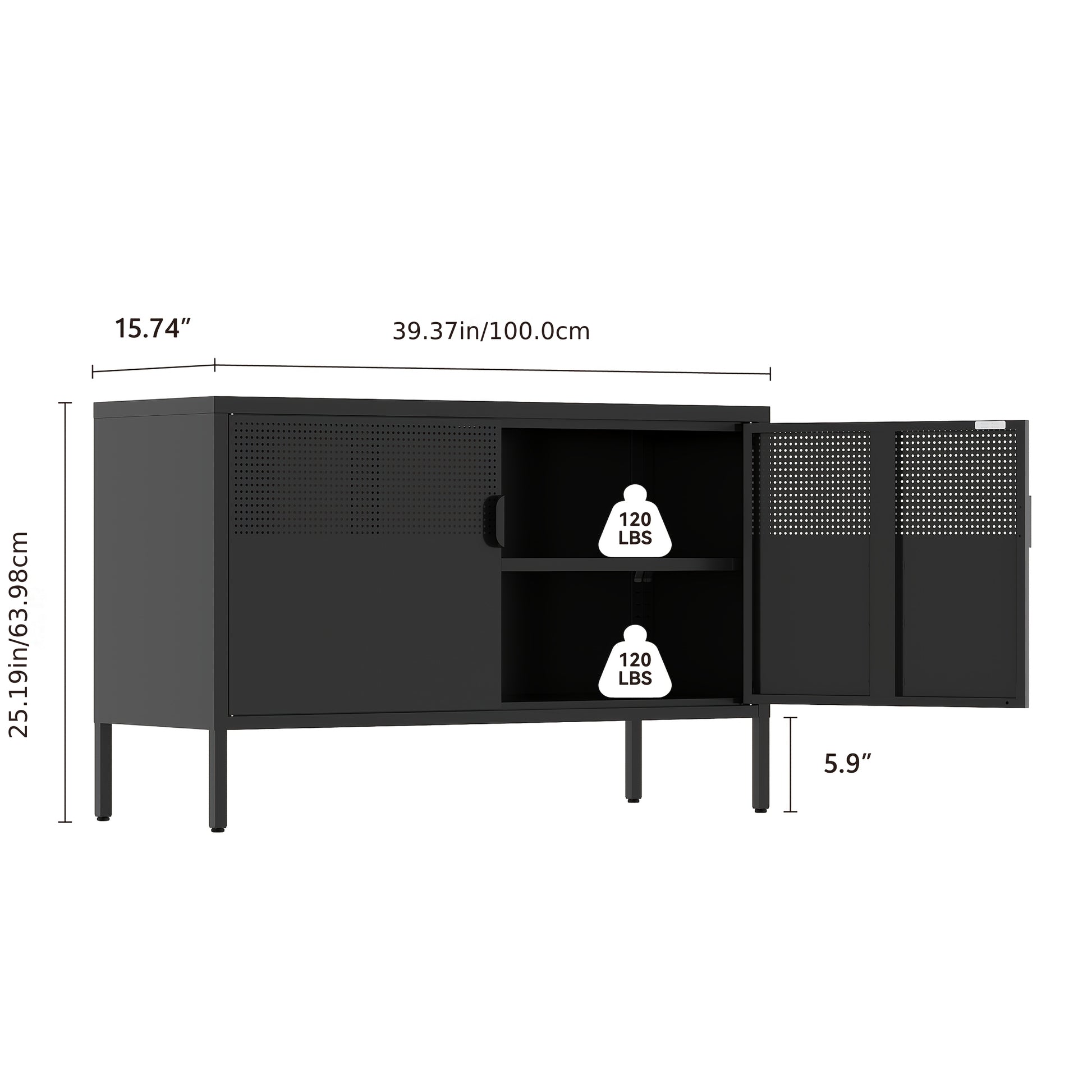 Storage Cabinet shown in the Black option