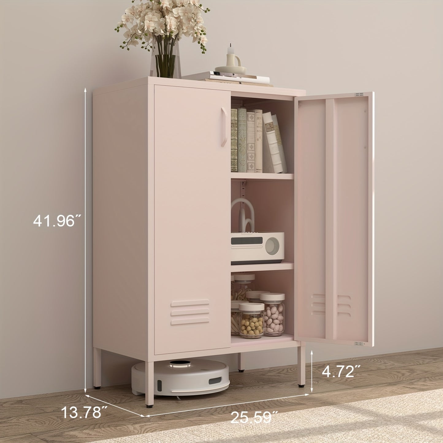 Storage Cabinet shown in the pink option