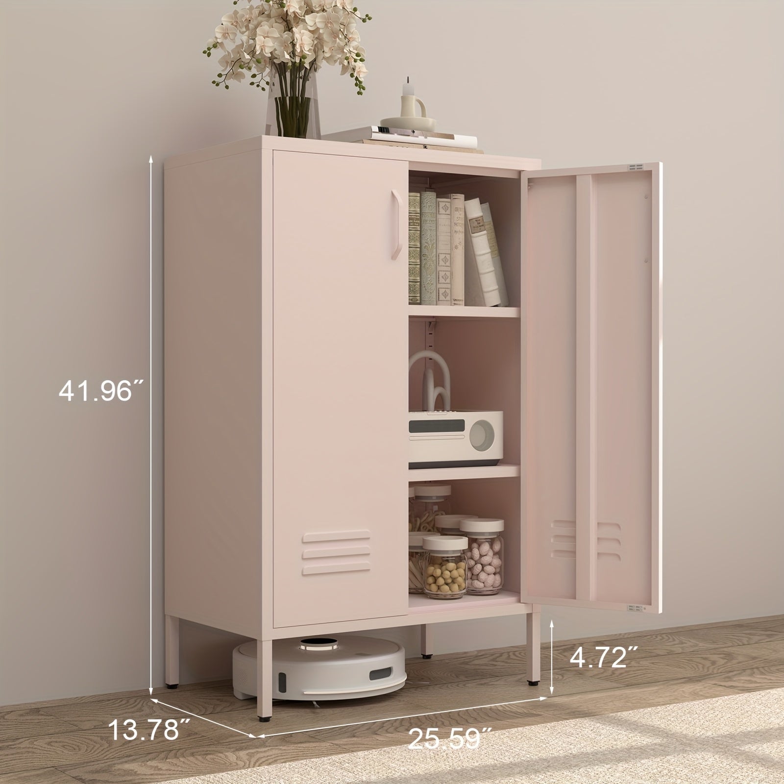 Storage Cabinet shown in the pink option