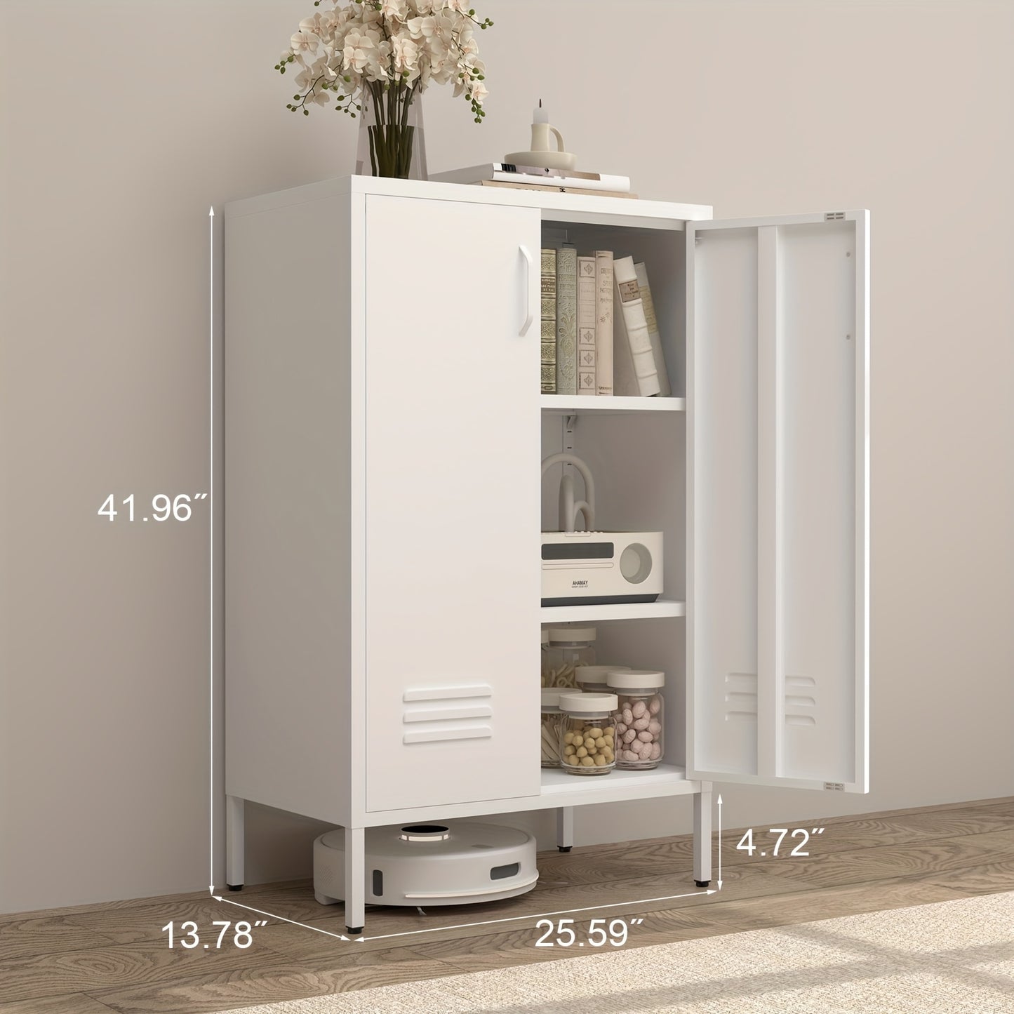 Storage Cabinet shown in the White option