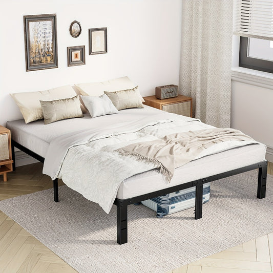 Bed Frame, Metal Platform with Steel Slat Support - No Box Spring Needed, Under-Bed shown in the main product view