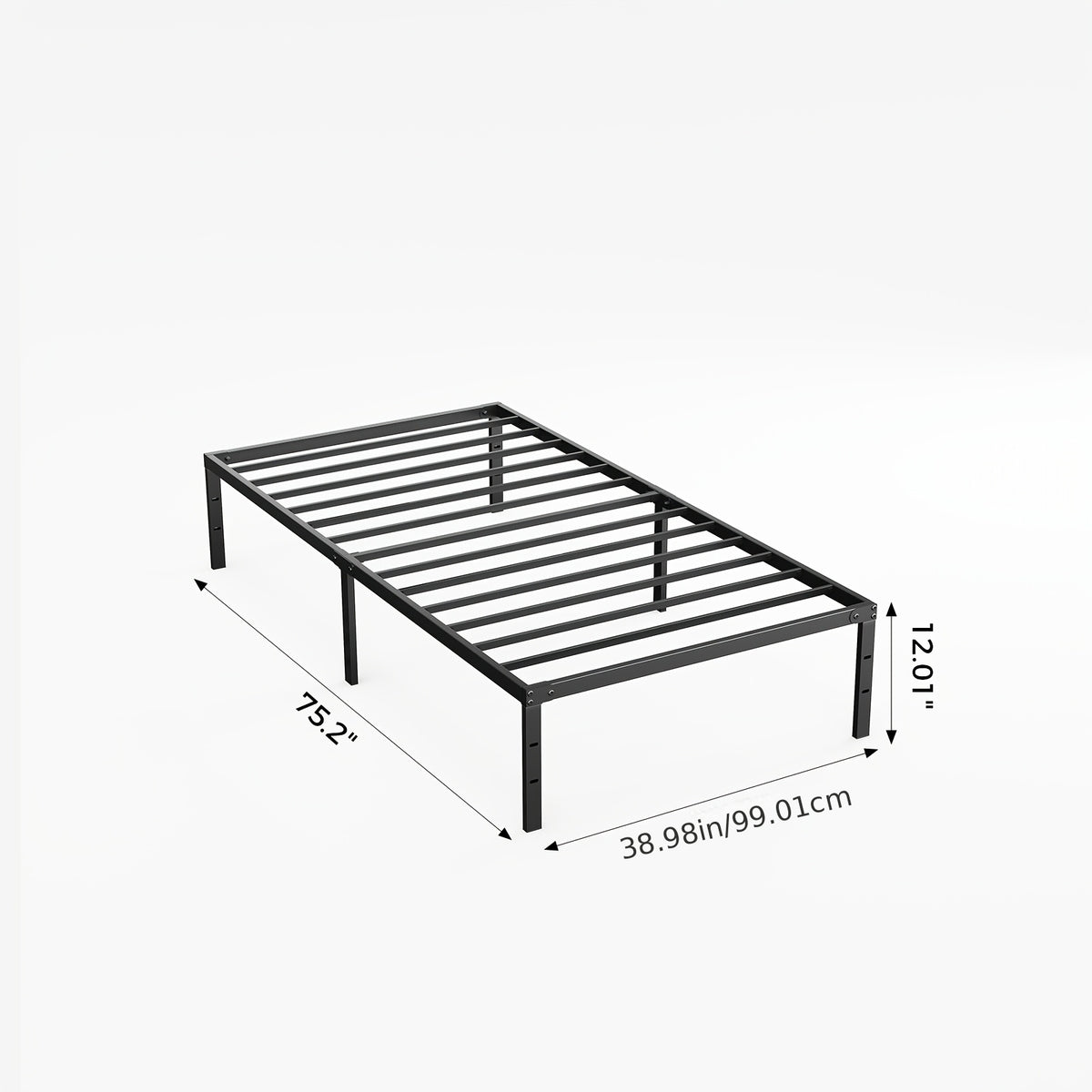 Bed Frame shown in the Twin (12IN) option