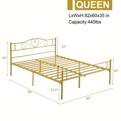Metal Bed Frame with Headboard and Footboard and No Box Spring Needed for Bedroom detail image - detail view 12