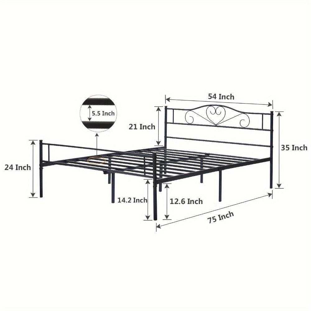 Metal Bed Frame with Headboard and Footboard and No Box Spring Needed for Bedroom detail image - detail view 5