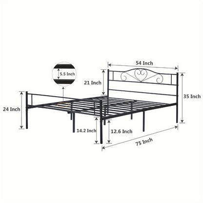 Metal Bed Frame with Headboard and Footboard and No Box Spring Needed for Bedroom detail image - detail view 5
