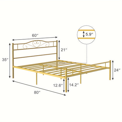 Bed Frame shown in the 【Golden color】, Queen option