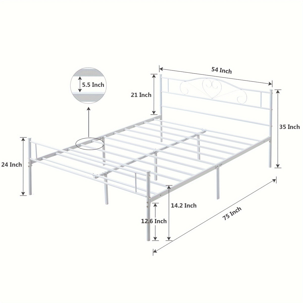 Bed Frame shown in the White, Full option