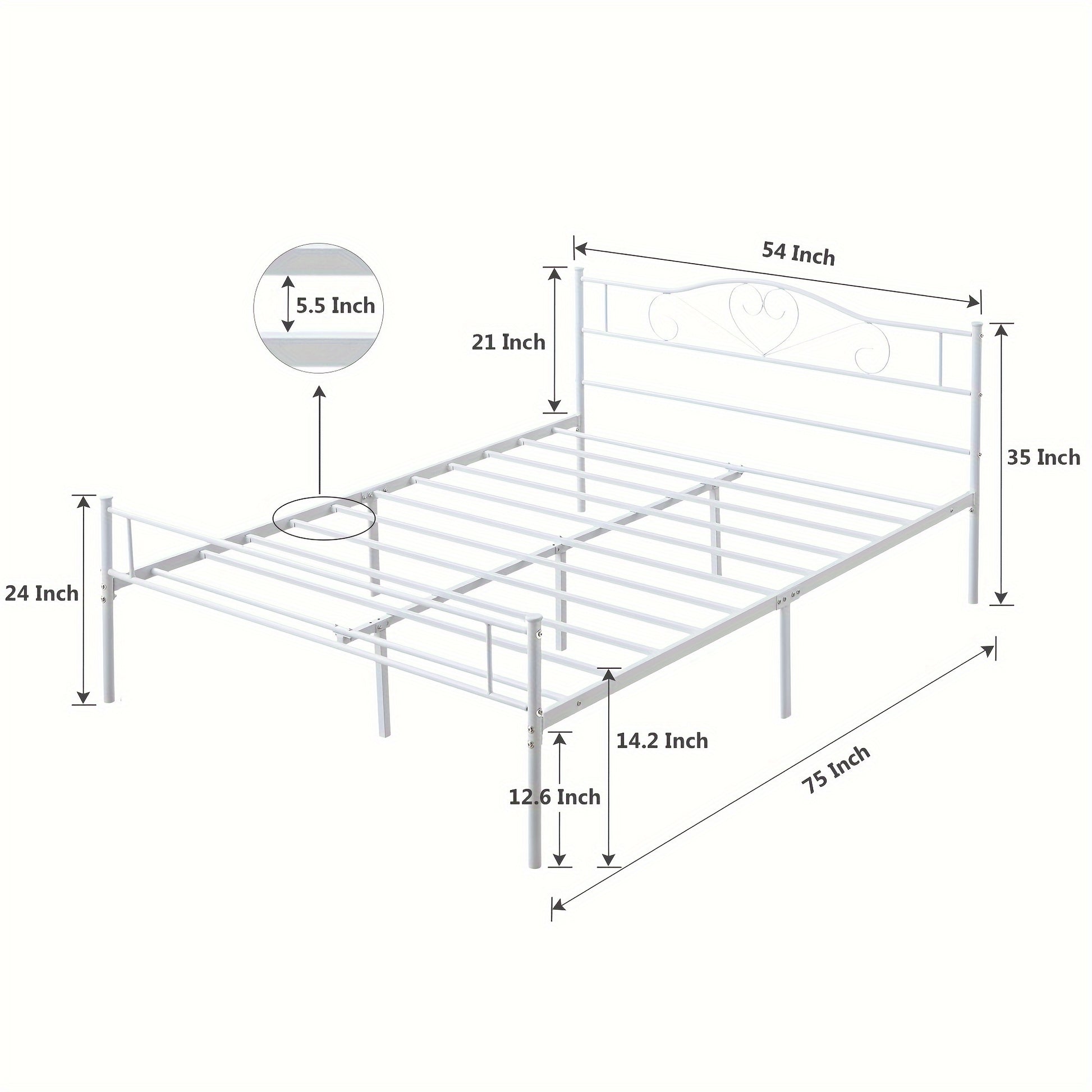 Bed Frame shown in the White, Full option