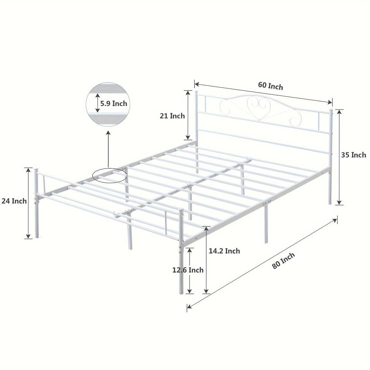 Bed Frame shown in the White, Queen option