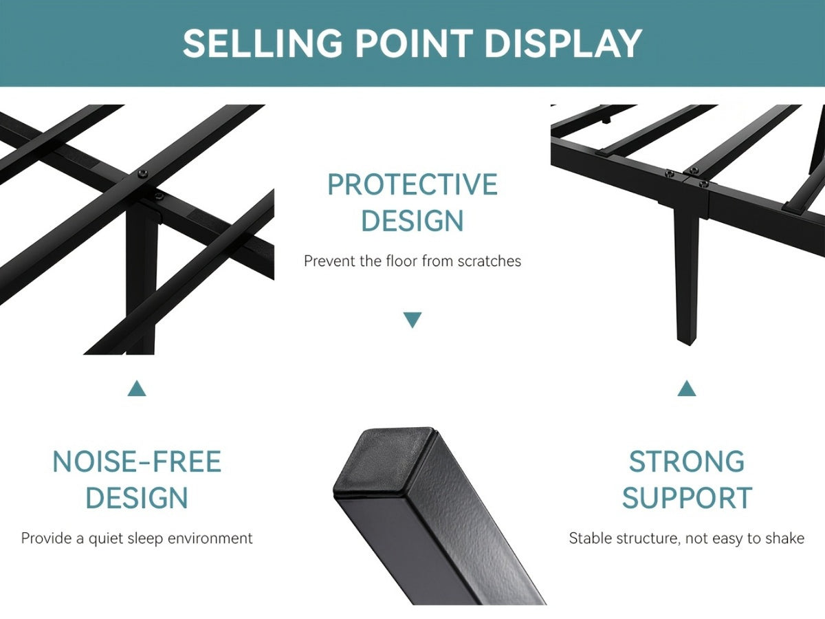 Metal Bed Frame with Headboard and Footboard and No Box Spring Needed detail image - detail view 17