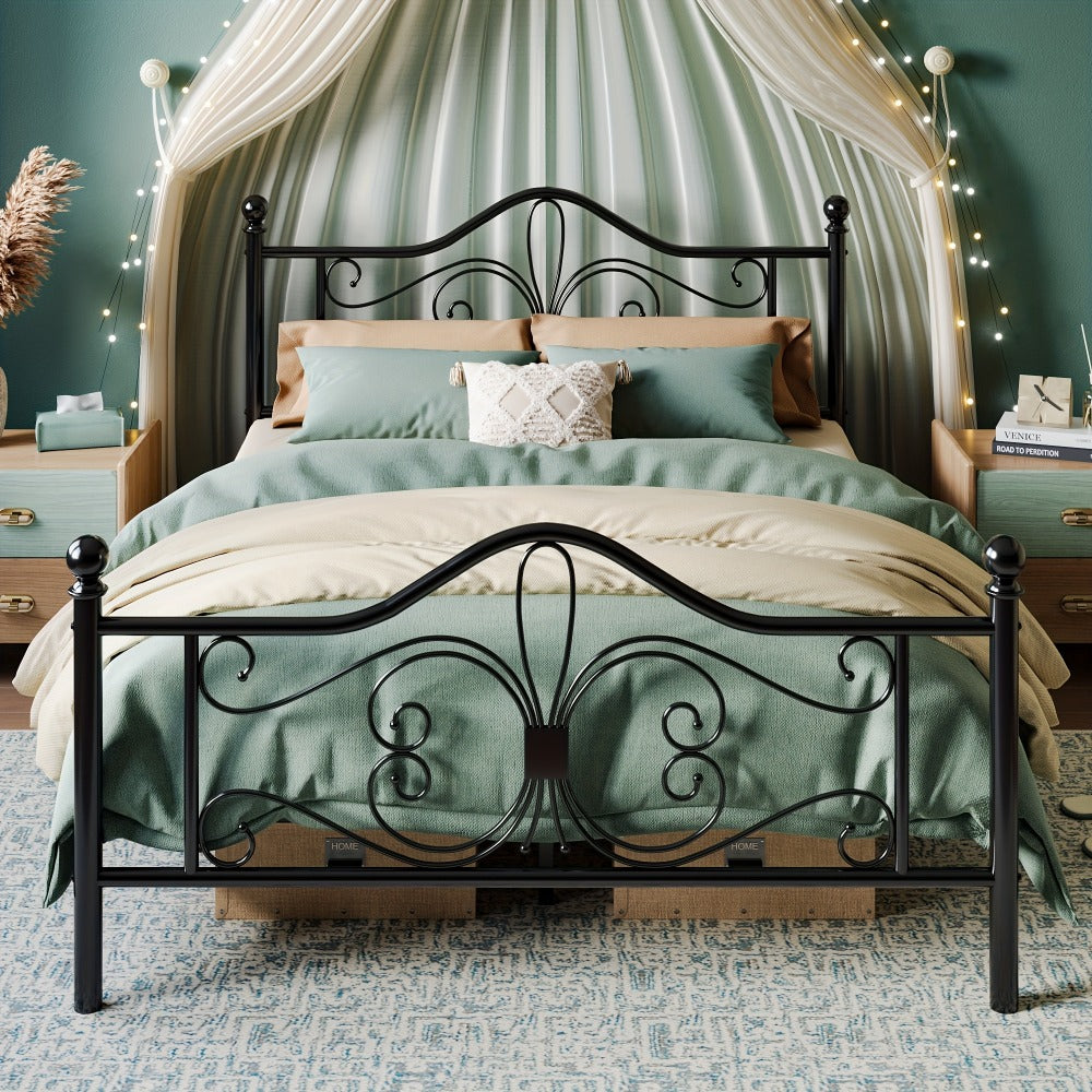 Metal Bed Frame with Headboard and Footboard and No Box Spring Needed detail image