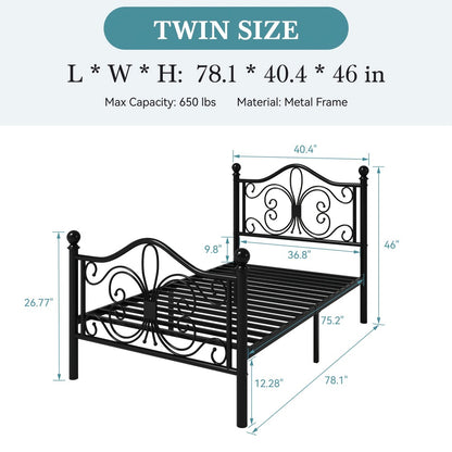 Metal Bed Frame with Headboard and Footboard and No Box Spring Needed detail image - detail view 6