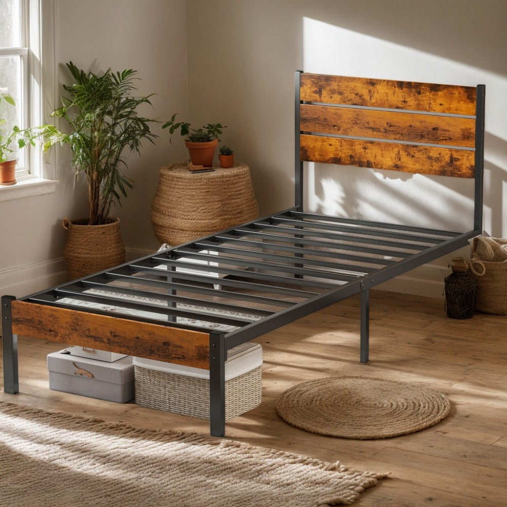 Metal Bed Frame with Headboard and Footboard and Tool-Free Assembly for Bedroom detail image - detail view 3