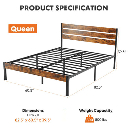 Metal Bed Frame with Headboard and Footboard and Tool-Free Assembly for Bedroom detail image - detail view 8