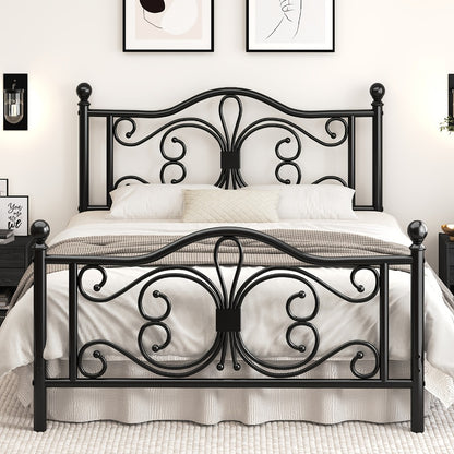 Bed Frame, Butterfly with Under-Bed Storage - Vintage Pattern Headboard & Footboard, Metal shown in the main product view